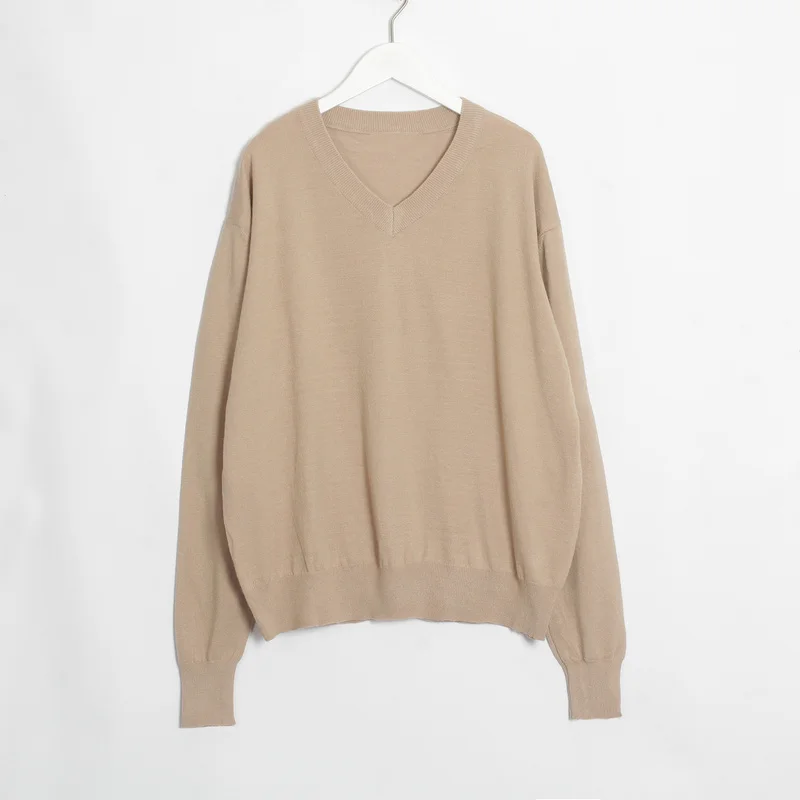 Wixra, женские свитера и пуловеры,, осень, зима, весна, свободные, v-образный вырез, вязаные свитера, женские джемперы, топы - Цвет: Khaki
