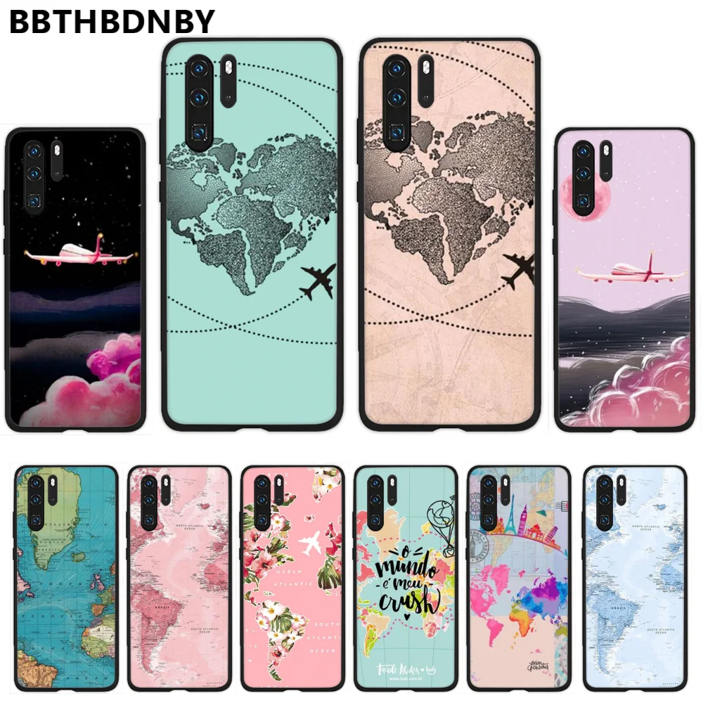 Дорожная карта Ailplane Road sign Cover черный чехол для телефона Huawei P9 P10 P20 P30 Pro Lite smart Mate 10 20