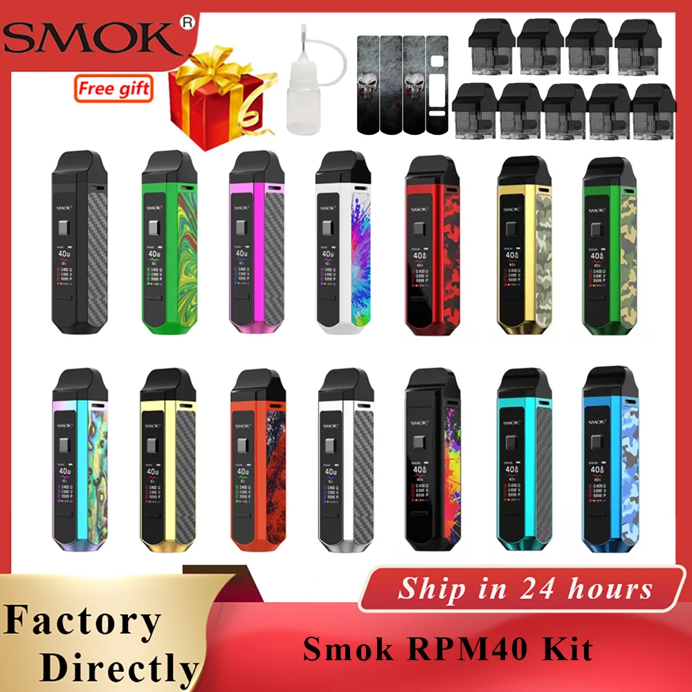 

Newest Smok RPM40 pod Kit 1500mAh vape mod 4.3ml/4.5ml fit nord coils 0.001S fast fire electronic cigarette vape starter kit