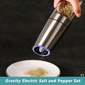 

Gravity Control Battery Powered Salt and Pepper Grinder, One Handed Automatic Electric Pepper Mill with Adjustable Coarseness