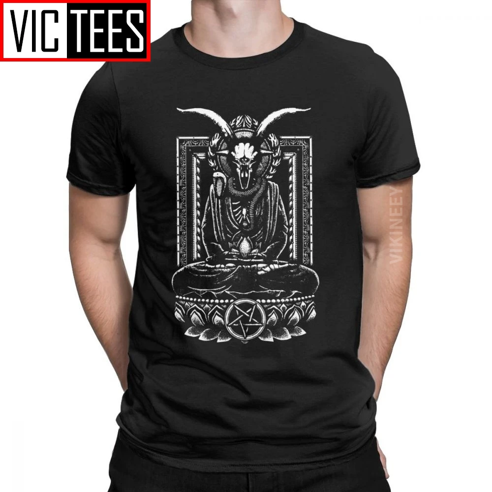 Мужская футболка Baphomet сумасшедшая хлопчатобумажная Будда религиозный череп