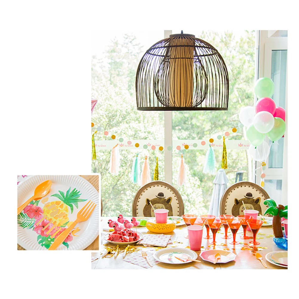8 Sets Disposable Paper Plate Forks Spoons Party Tableware Supplies