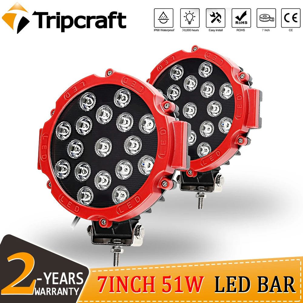 Tripcraft 2шт 7 &quotсветодиодный рабочий светильник 12В 24В для вождения s внедорожного