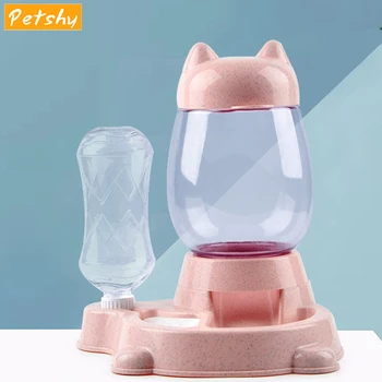 

Petshy Pet Double Bowls Transparent Grain Bucket Dog Cat Feeding Bowls Bottle Pet Dog Automatic Feeder Puppy Drinking Dispenser