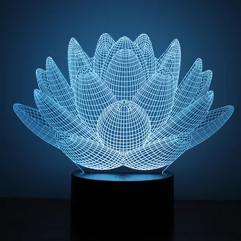 

Lotus Flowers Acrylic Night Light 3D LED Touch Switch Colorful Gradient Novelty Lighting Table Lamp