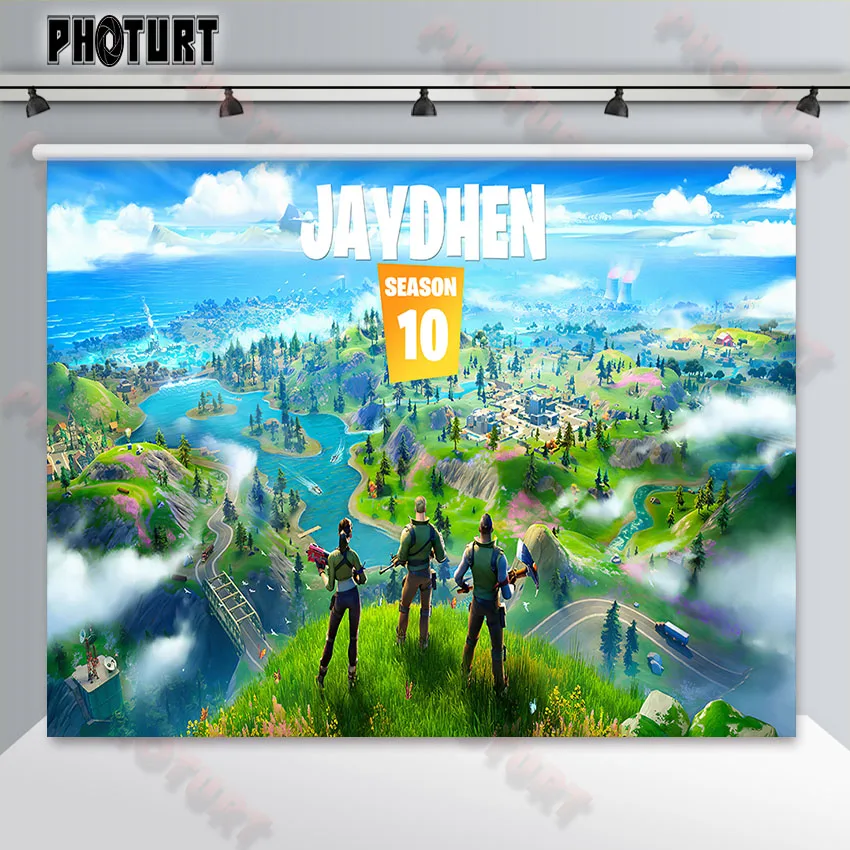 PHOTURT Gunfight игра фон для фотосъемки дети День рождения Фон Компьютерная лес