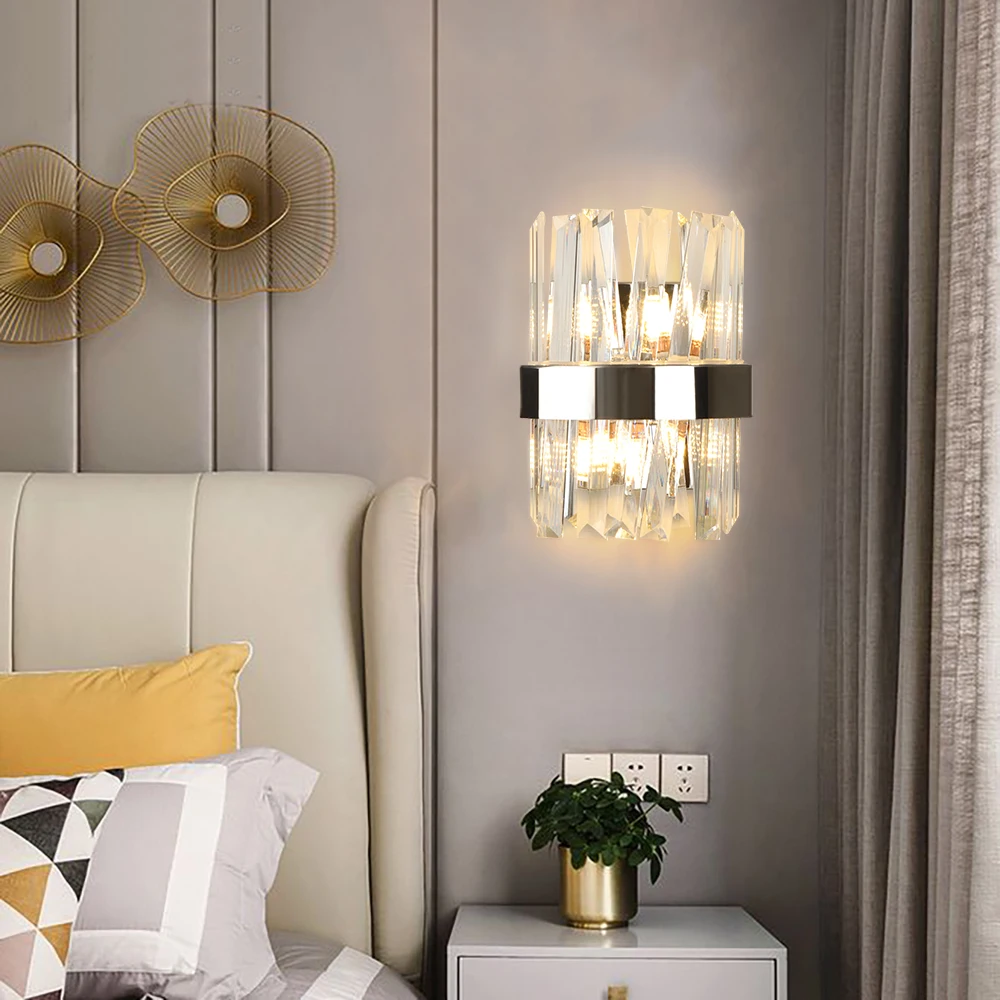 

New luxury Multiple Triangular Prisms Creative Design Chrome Wall Lamp Lighting for bedroom living room hallway sofa walls