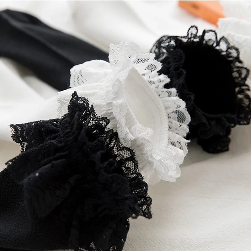Women Lace Mesh Black White Cotton Socks Lolita Style Japanese Maiden Lovely Short Socks Harajuku Frilly Ruffle Princess Socks