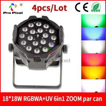 

indoor Zoom led par 4pcs 18*18W RGBWA+UV 6in1 Stage Light Dmx Dj Light For wedding Lighting