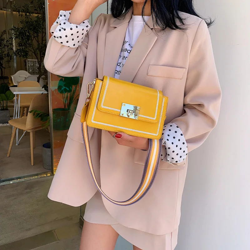 

MORI Series Simple Small Bag Car Suture Textured Lock Square Sling Bag 2019 New Style Fashion Shoulder WOMEN'S Bag