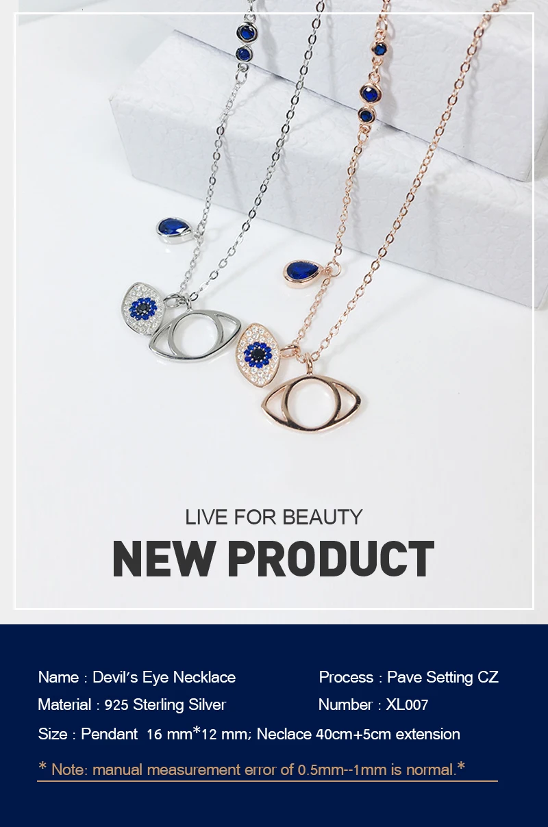 Уникальный дизайн 925 серебро и золото капли воды Кристалл CZ синий сглаза кулон ожерелье для женщин высокое количество модные ювелирные изделия