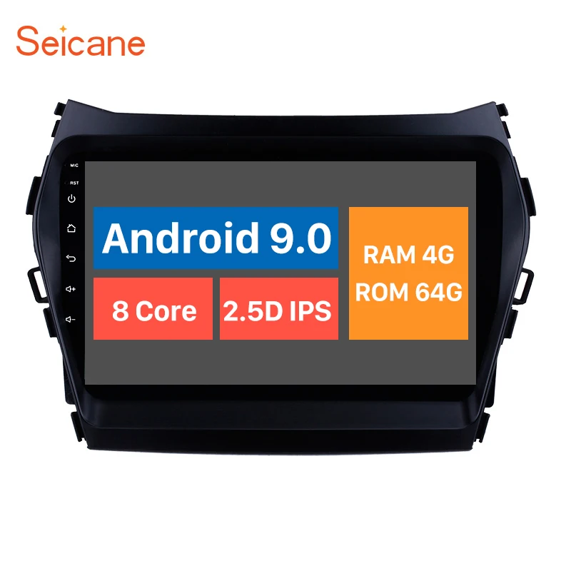 Автомагнитола Seicane 9 дюймов Android 10 0 для Hyundai Santa Fe IX45 GPS Navi сенсорный экран