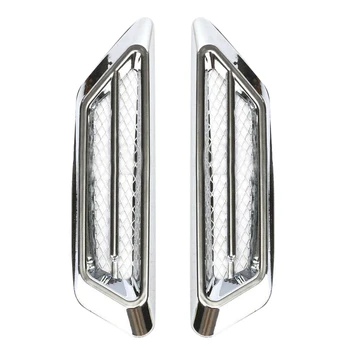 

2Pcs Plastic Chrome Car Air Flow Fender Side Vent Decoration Stickers Accessories