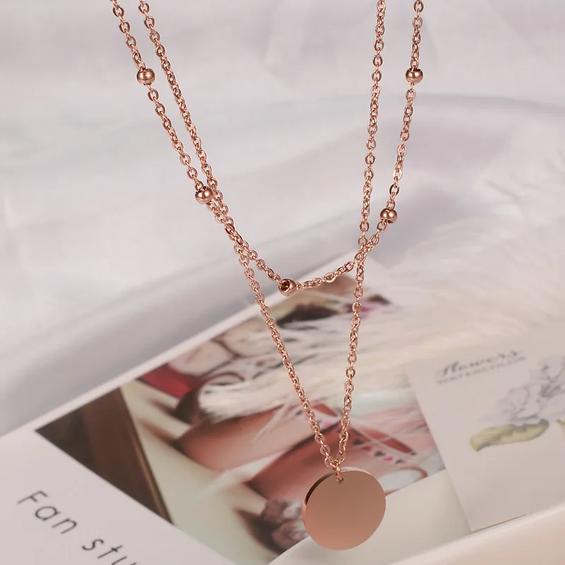 YUN RUO сексуальное многослойное ожерелье с кулоном для монет модное Розовое золото Цвет титановая сталь женские ювелирные изделия подарок не выцветает Прямая поставка - Окраска металла: rose gold