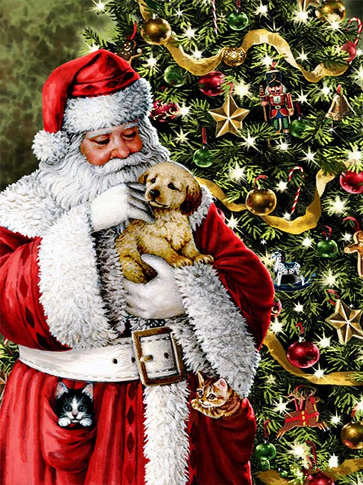 Сделай Сам алмаз окрашенный Рождественский подарок 5D алмазная вышивка Санта Клаус дерево фото специальные Стразы Крест вышитое домашнее украшение - Цвет: k718