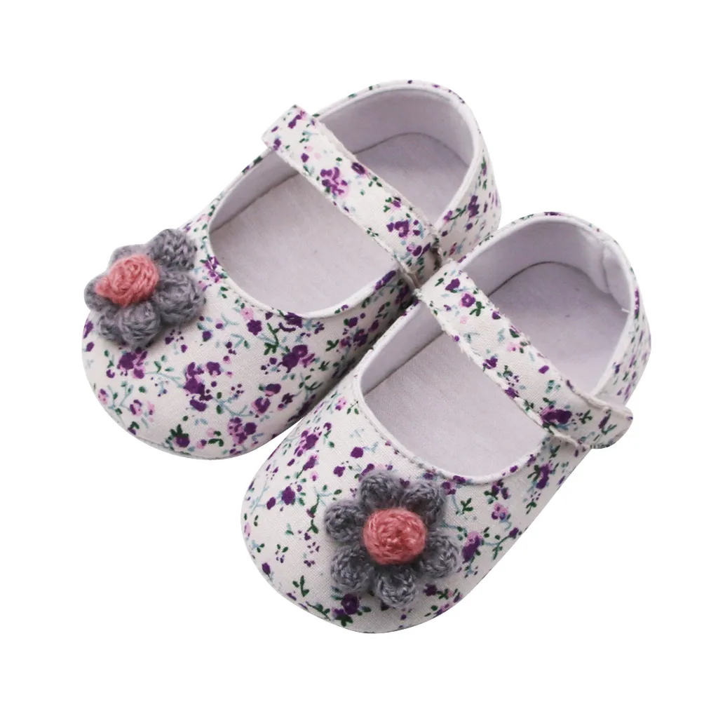 Детская обувь для девушек; обувь для новорожденных девочек; обувь для маленьких девочек с цветочным принтом; обувь принцессы с мягкой подошвой