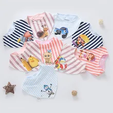 Детские нагрудники из хлопка в полоску с рисунком из мультфильма; нагрудник с принтом; треугольный нагрудник; Детский шарф для новорожденных; детские вещи для кормления