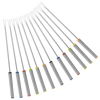 

18 Pieces Stainless Steel Fondue Forks with Heat Resistant Handle for Cheese Chocolate Fondue Roast Marshmallows Meat,9.5 Inch