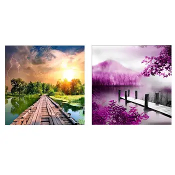 

2Pcs 5D Diamond Painting Kit for Adult Full Drill Paint with Diamonds Pictures Arts for Home Decor Gift 12x12inch,Lake