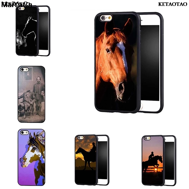 KETAOTAO в ковбойском стиле лошадь закат для iPhone 4S SE 5C 5S 5 6 6S 7 8 Plus X XR XS MAX Черная мягкая