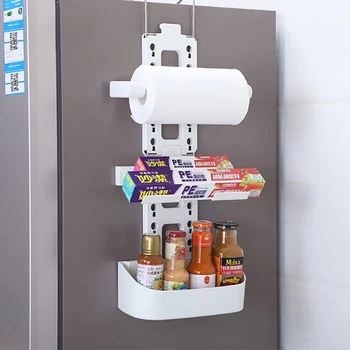 

REMARKABLY Kitchen Storage Shelves Organizer Rack Holder Refrigerator Shelf for Spice Jars Magnet Storage Box for Roll Paper
