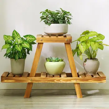 

Solid Wood Hollow Floor Type Multilayer Fleshy Jardiniere Sitting Room Interior Wooden Balcony