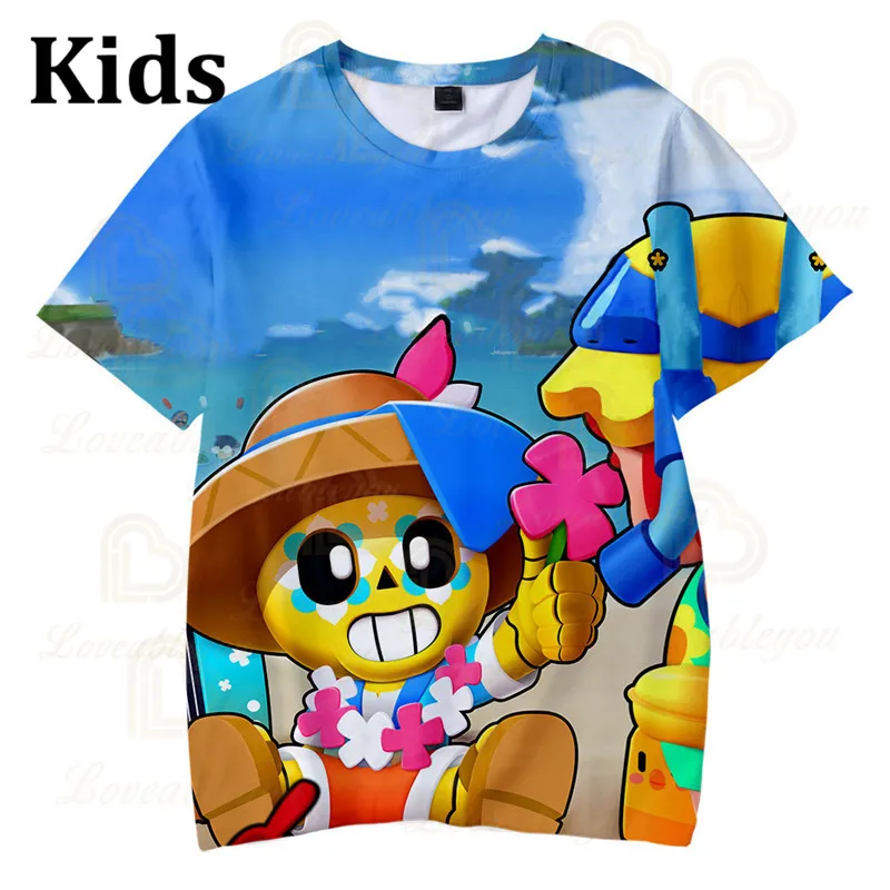 

POCO Shelly 8 To 19 Years Kids T-shirt Shooter Game Leon 3D Printed Tshirt Boys Girls Brawling Cartoon T-shirt Tops Teen Clothes