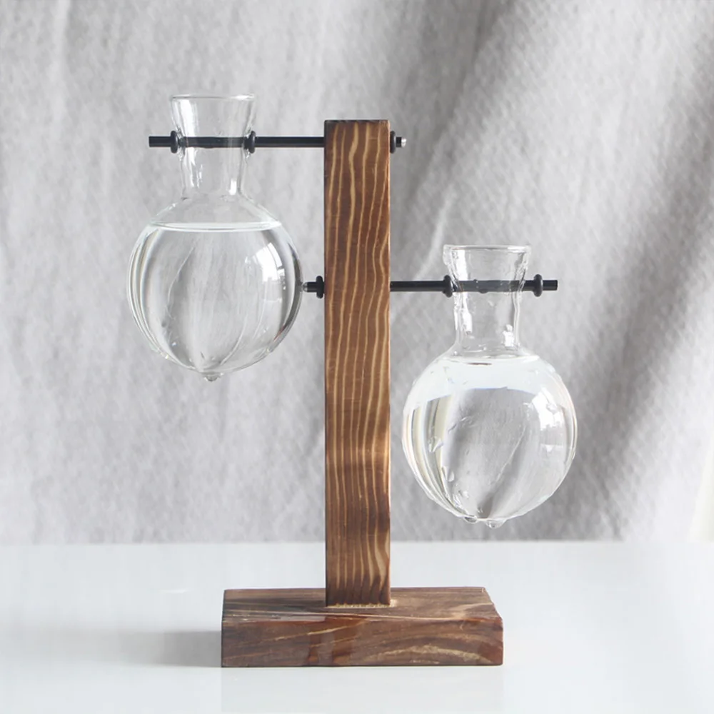 Creative Art Flowers Wooden Glass Vase Home Decor Mini Plant Holder Decoration Modern Nordic Style Vase Garden Ornaments 7