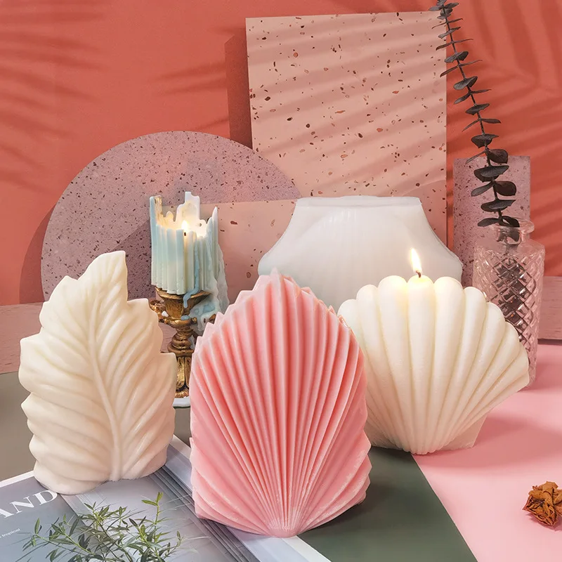 New Big Coral Shell Shape Candle Silicone Mold 3D Aromatherapy Handmade Soy Wax Candle Crafts Mould Forms Plaster Home Decor