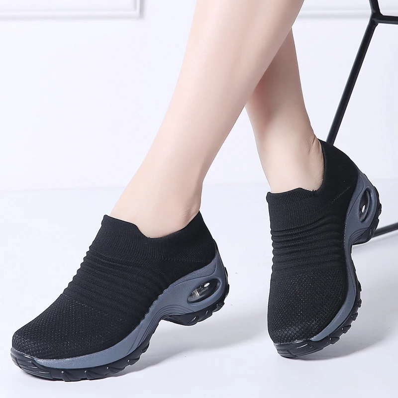 Zapatillas tipo calcetín de otoño para mujer, zapatos de dama sin taco con  plataforma, zapatillas deportivas sin cordones de malla transpirable para  mujer, zapatillas de deporte para mujer 1839|Zapatos planos de mujer| -