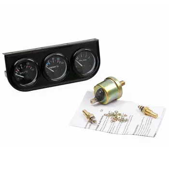 

3 In 1 Volt meter+water temp gauge+Oil Pressure Gauge Kit Volt meter Or Oil Temperature Gauge Triple Meter