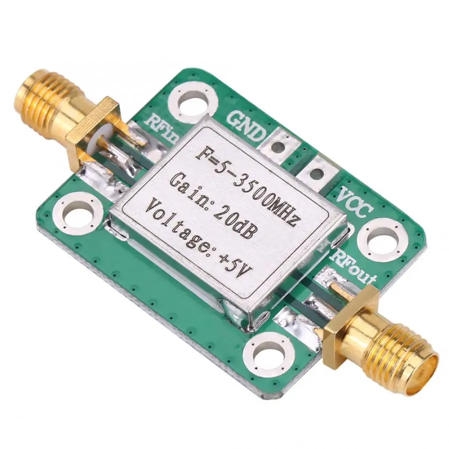 Радиоусилитель LNA 5-3500MHz 20dB широкополосный малошумный Радиочастотный усилитель с экранирующей оболочкой