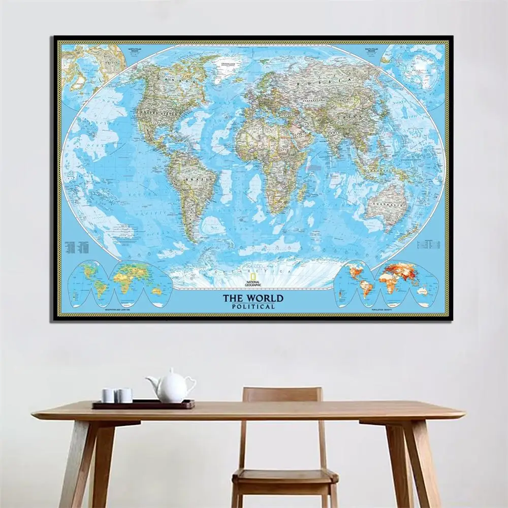 

2011 Edition The World Political Map With Population Density HD World Map Wall Decor Canvas Painting For Home Decor Crafts 2x3ft