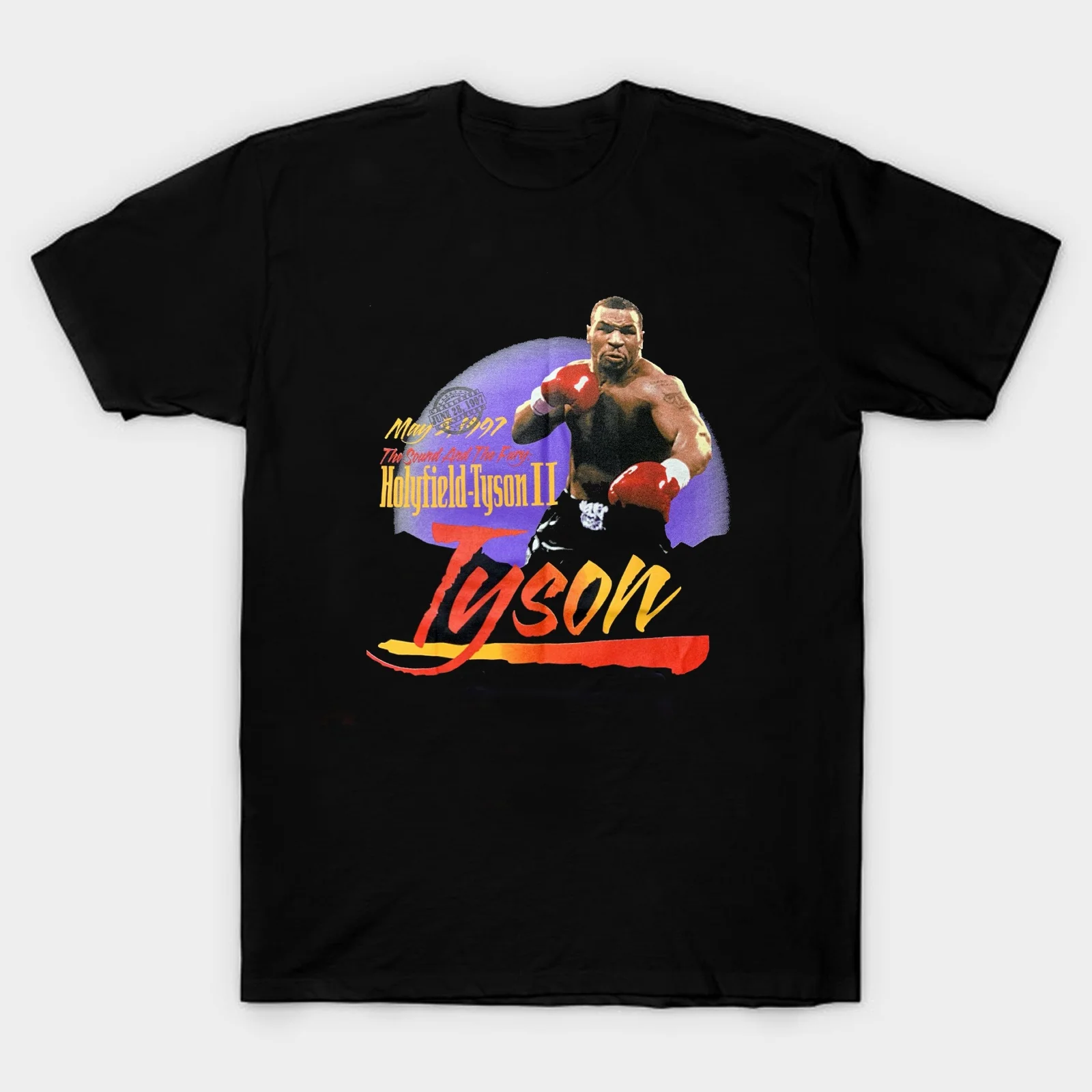 Vintage 90s Mike Tyson Vs Holyfield Tshirt. Tshirt Summer Cotton Short Sleeve Oneck Men