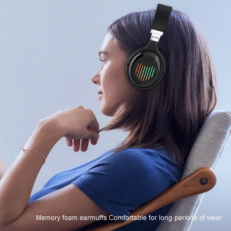 Wireless Headphones Bluetooth LED Earphone Gaming Headphones Portable Fold With FM TF Card Noise Reduction Earphones with Music