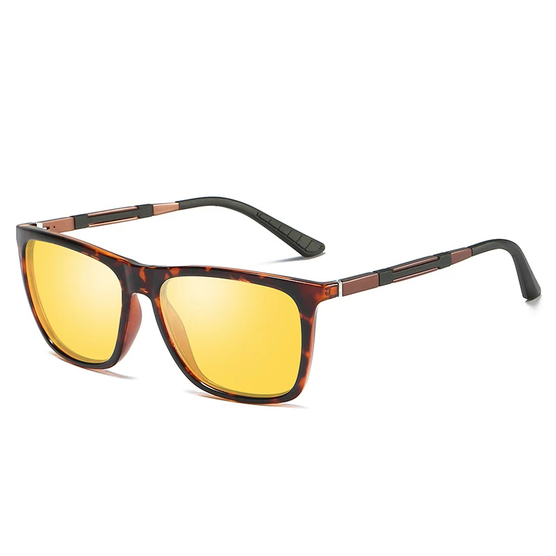 SAYLAYO поляризационные солнцезащитные очки для женщин и мужчин, алюминиевые магниевые ножки, фирменный дизайн, очки ночного видения для вождения, квадратные очки, UV400 - Цвет линз: TortoiseShell Yellow