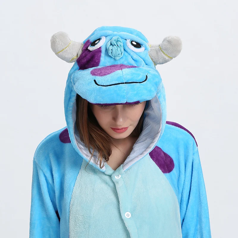 Kigurumi Sullivan/комбинезон-комбинезон; тапочки для женщин и мужчин; пижамы для взрослых с рисунками животных; забавные праздничные вечерние комбинезоны на молнии
