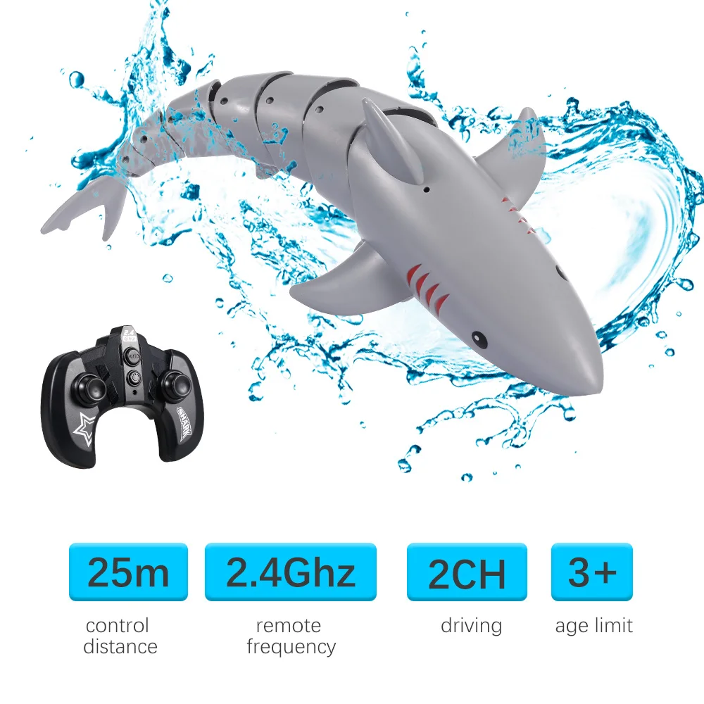 K23 Mini RC Shark RC Fish Remote Control Toy 2.4G 2CH Underwater RC ...