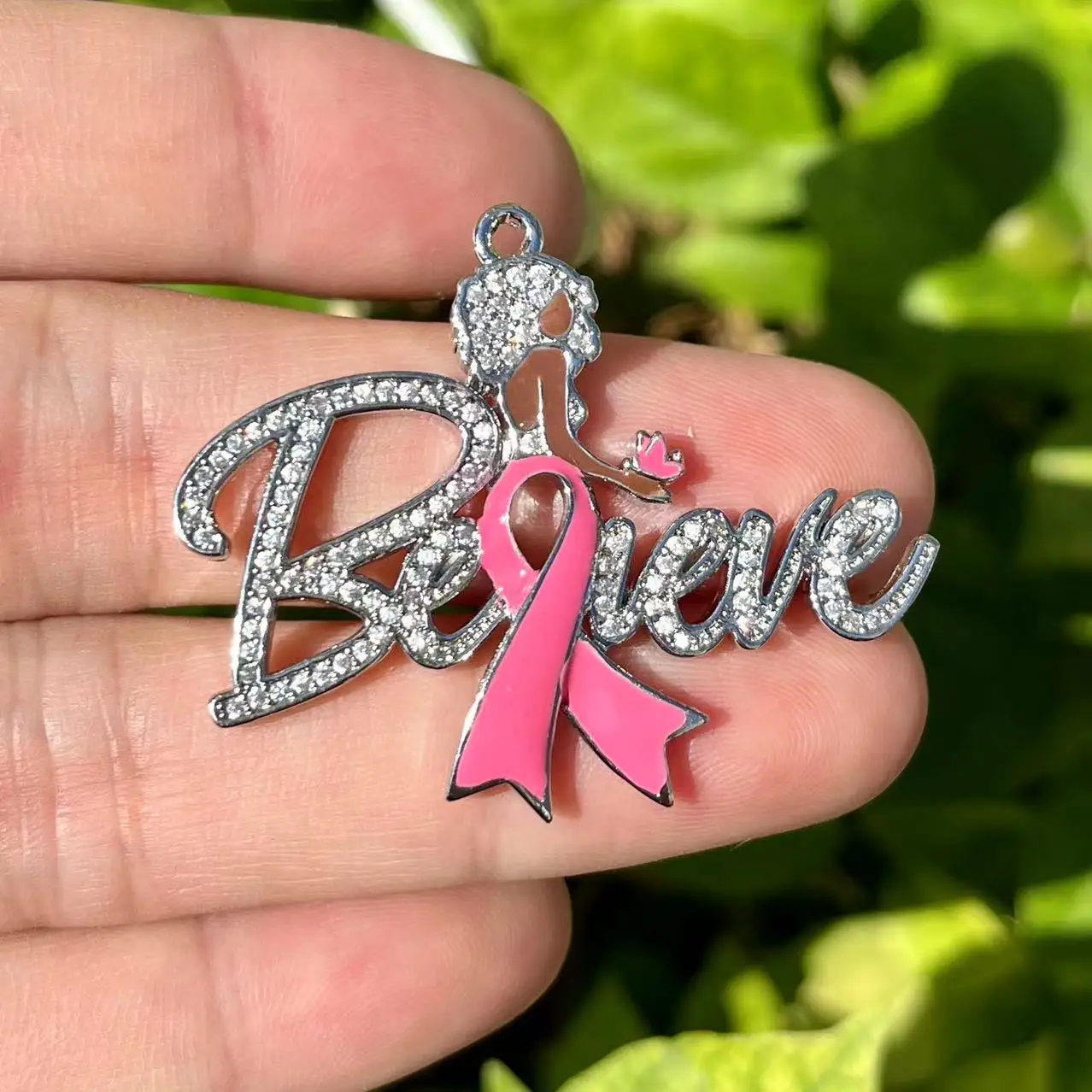 Amazon.com: Handmade Silver Breast Cancer Awareness Ribbon Charm Necklace -  Sterling Silver, Pink Tourmaline - 16 Inches - Gift for Survivor, Present  for Fighter, Warrior : Handmade Products