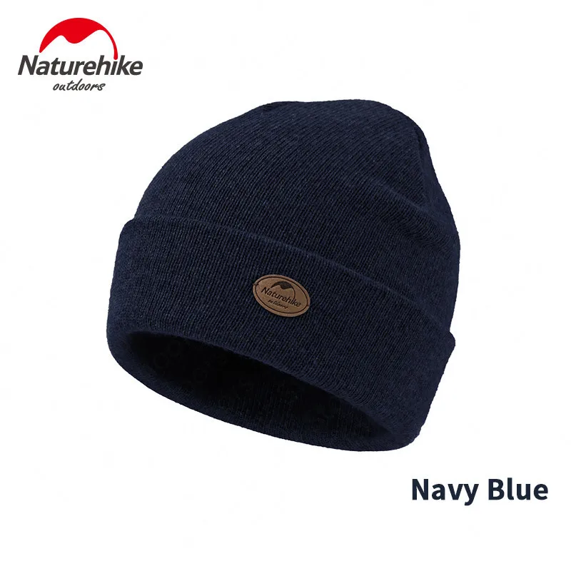 Navy Blue Naturehike Новая высококачественная уличная зимняя теплая шерстяная шапка, походные флисовые колпачки для мужчин и женщин, ветрозащитная зимняя шапка для альпинизма - Цвет: Navy Blue