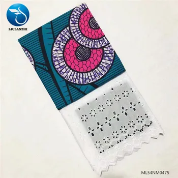 

BEAUTIFICAL Wax lace fabrics 3yards ankara real wax fabric and 2.5yards ngerian dry cotton lace for dress ML54NM04