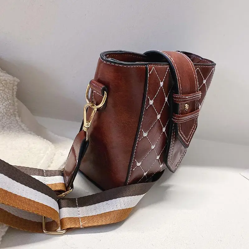 Маленькая Ретро сумка-мессенджер для женщин из искусственной кожи с узором в виде решетки, сумка через плечо, женские повседневные сумки через плечо