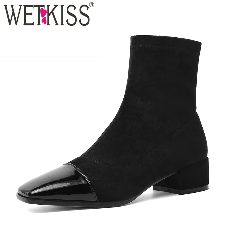 sock booties thick heel