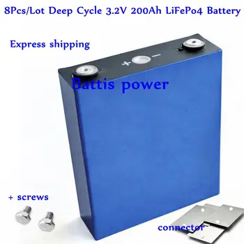 

8Pcs/Lot Deep Cycle 3.2V 200Ah LiFePo4 Battery 3C For Electric Golf Car Rechargeable Lithium ion