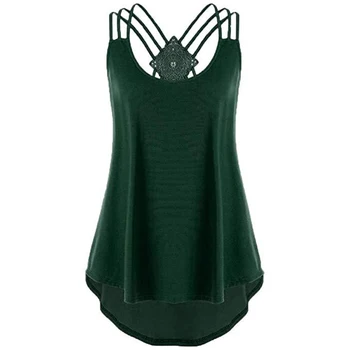 

VICABO Female T-shirt Sleeveless Cross Bandage Back Hollow Tank Top Women Ladies Top Casual T shirt clothes for women #w