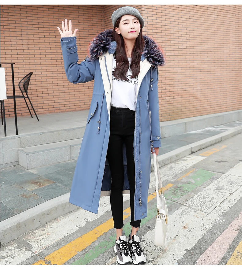 Winter Fleece Womens Parka Coat Thick Warm Long Hooded Outwear Faux Fur Collar Plus Size 4XL Parkas U3