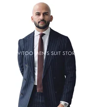 

Breathable Lightweight Business Formal Suits/2 Piece Mens Suits /Navy Blue Striped Male Slim Fit Wedding Set/Fashion Blazer+Pant