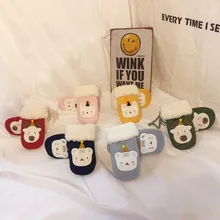 Толстые рождественские теплые вязаные варежки с героями мультфильмов для малышей, перчатки gh