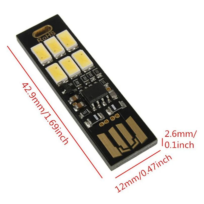 Mini Pocket Keychain Reading Night Lamp Dimmable SMD5730 USB 6 leds Light