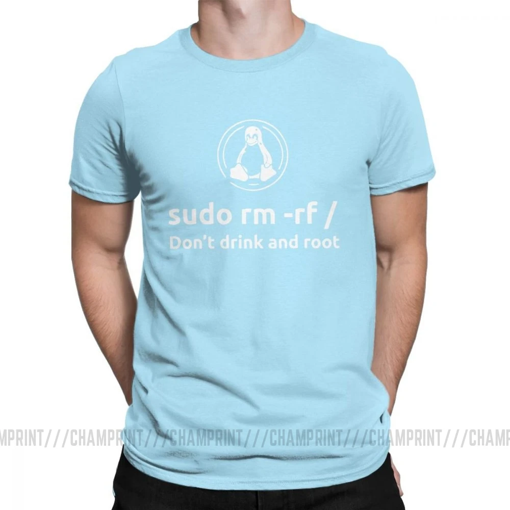 Программист Программирование кодирование кодер Мужская футболка Linux корень Sudo Fun Футболка короткий рукав Футболка хлопок Подарочная одежда - Цвет: Небесно-голубой